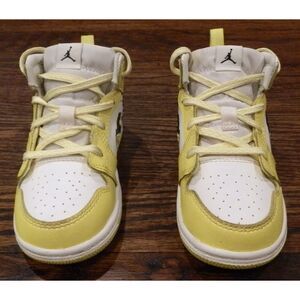 Nike Air Jordan Mid SE Yellow Floral Kids Toddler Shoes Size 8C AV5172-700